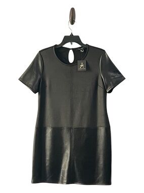 Atmosphere Black Faux Leather Mini Dress with Keyhole Back, Size 8 (US)